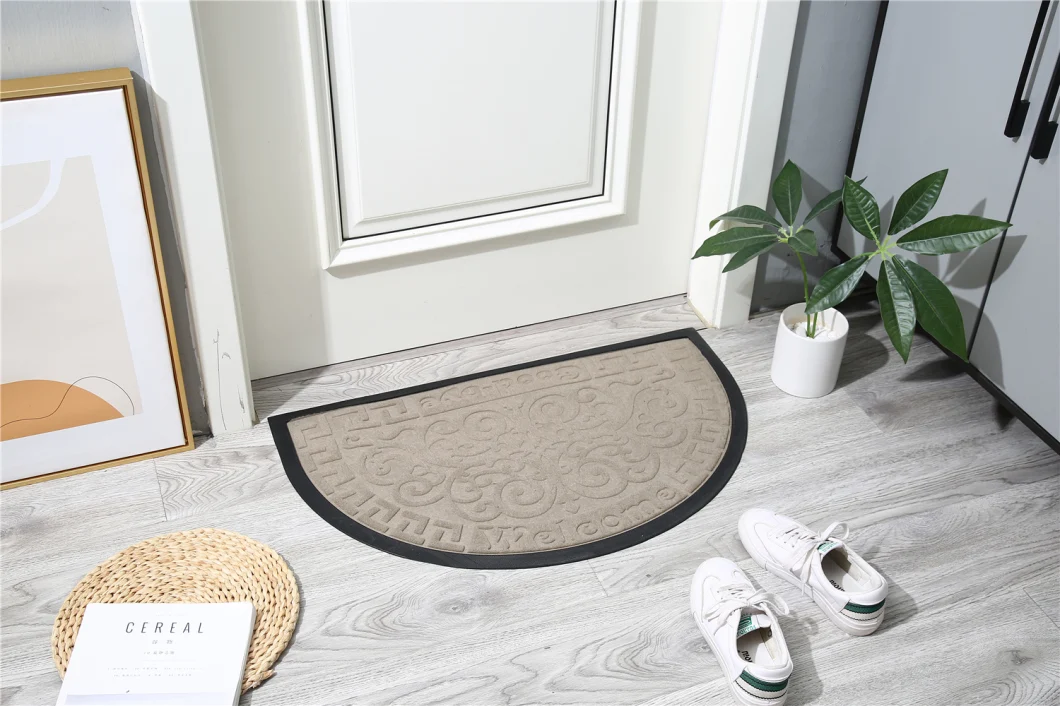 Semicircular Nylon Carpet Surface Household Rubber Backing Anti Slip Decorative Doormat
