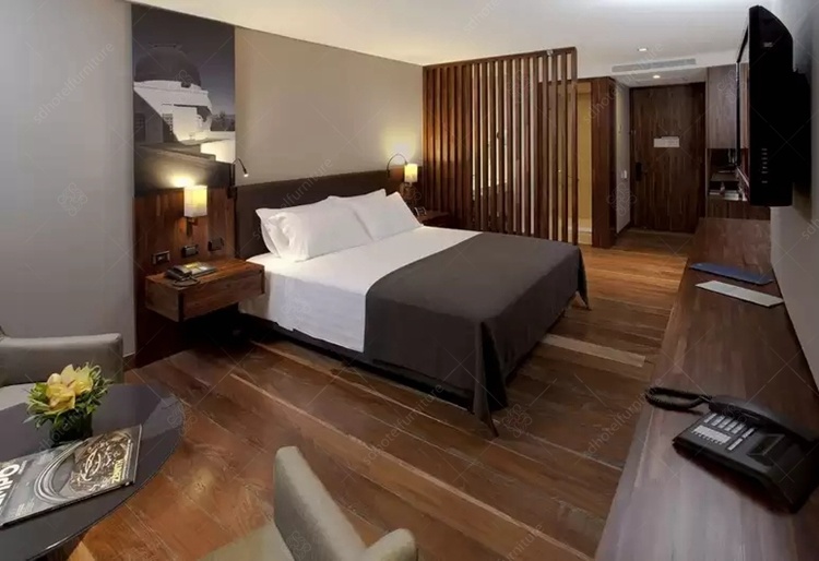 Dark Brown Contemporary Wood Hotel Bedroom Guest Room Suite Furniture