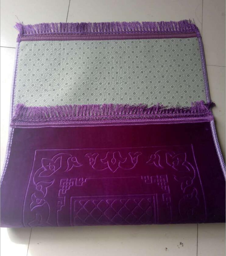 Solid Color Embossed Mink Muslim Prayer Carpet Rug Mat