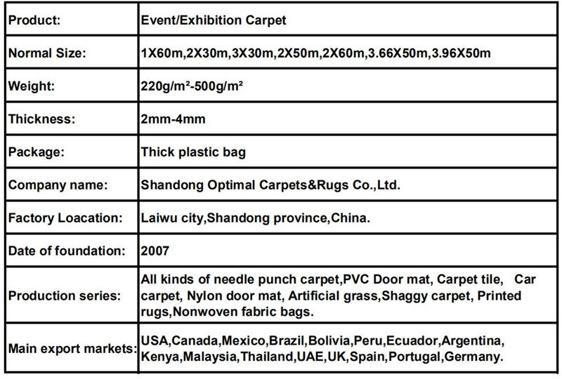 Cheap Carpets for Wedding, Exhibition, Meeting Room, Event