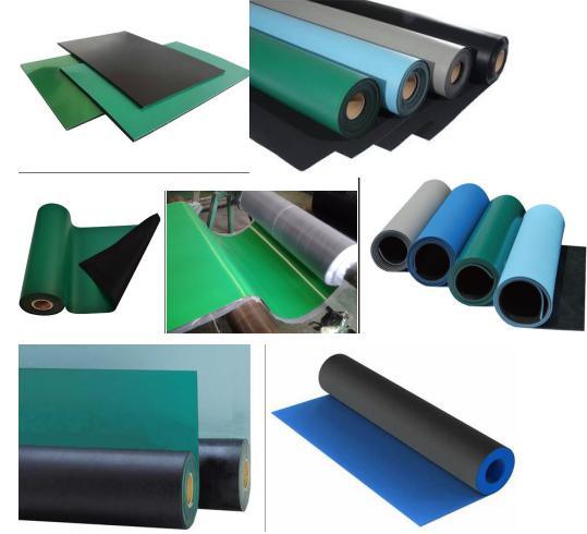 Good Quality Anti Static ESD Rubber Sheet/Mat with Green/Black, Blue/Black, Grey/Black, Black/Black Color