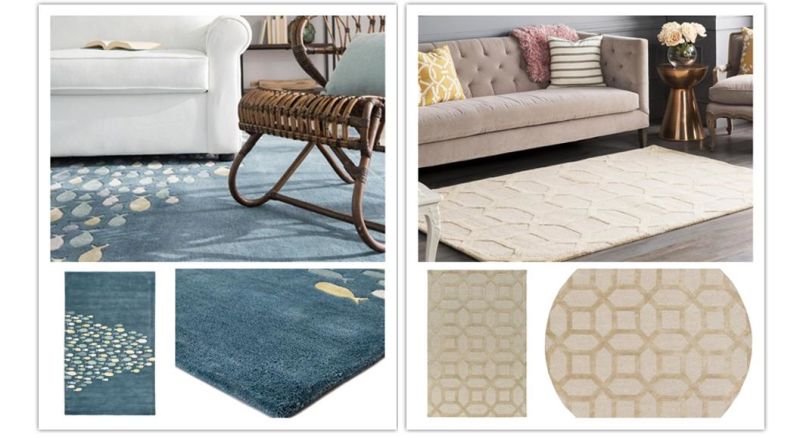 The Blue Sea Word 100% Wool Handtufted Carpet