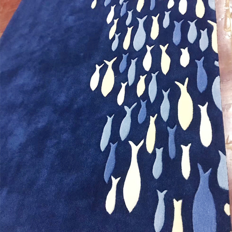 Living Room Blue Color Custom Pattern Floor Carpet for Hotel Villa