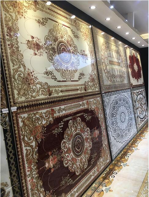 1800*1200mm Living Room Muslim Style Golden Carpet Floor Tiles