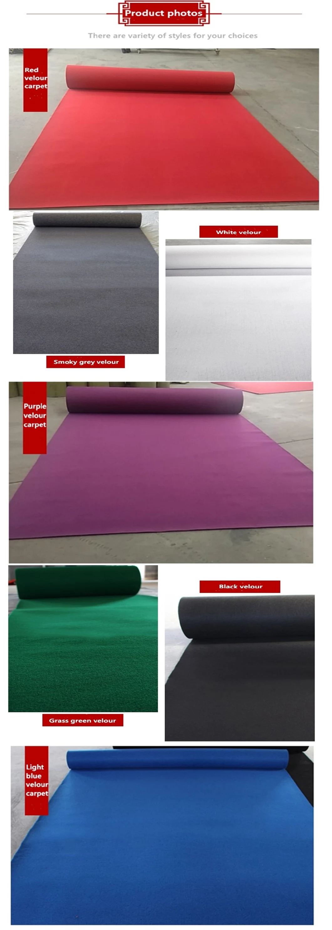Polyester Thicken Non Woven Velour Event Carpet