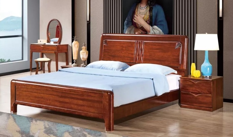 Hand Carving Wooden Furniture, Wood Carved Sleeping Bed, Solid Hand Carved