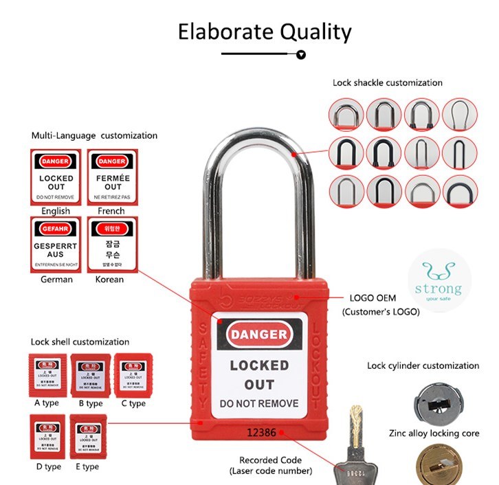 38mm Colorful Nylon Electric Safety Padlock with OEM Master Key