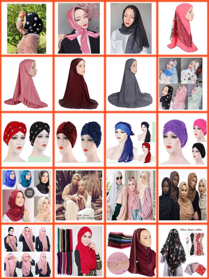 2020 New Muslim Abaya Ladies Long Hijab Islamic Wholesale Headdress Hijab Scarves Headscarf Muslim Scarf Muslim Veil Islamic Head Covering