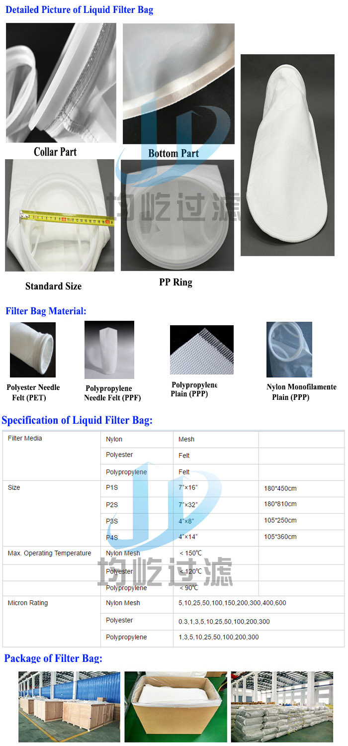 Liquid Filter Bag in 100% Polypropylene Needled Felt From 1 to 200 Micron
