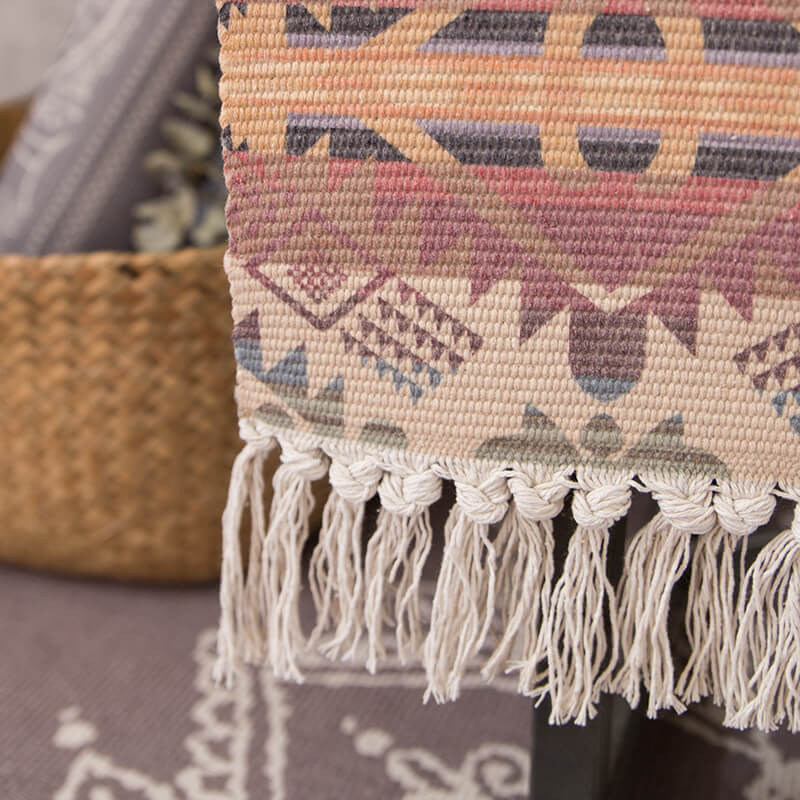 Bohemian Geometric Mat Cotton Weaving Tassels Carpet Living Room and Bedroom