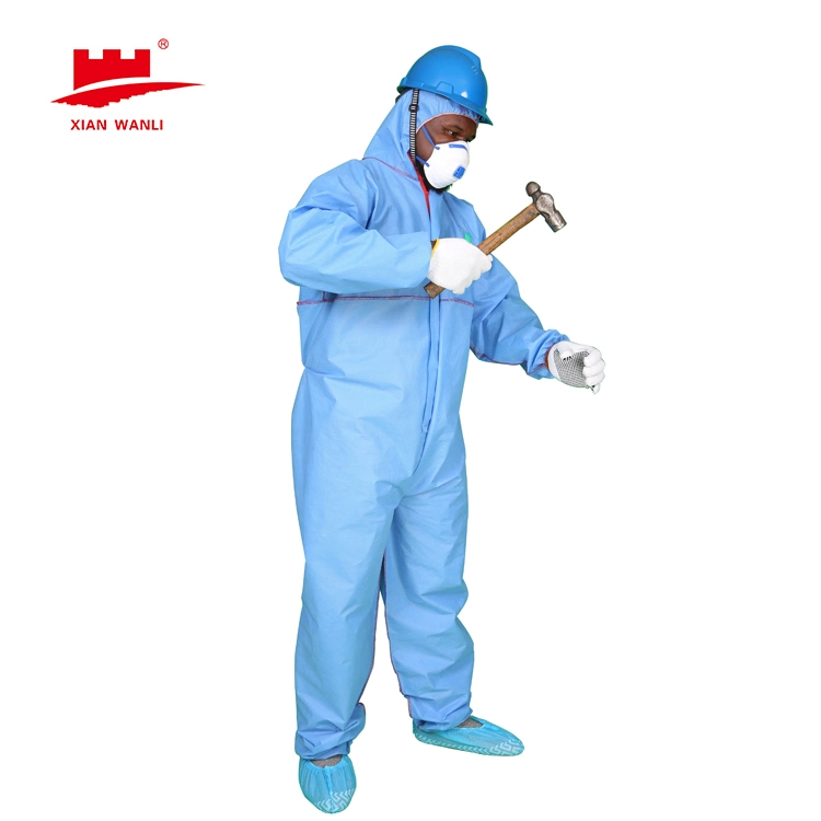 Heavy Duty Chemical Splash Protection Reinforced Seam Taped Disposable Reinforced Seam Taped Anti-Virus Type5/6 Coverall