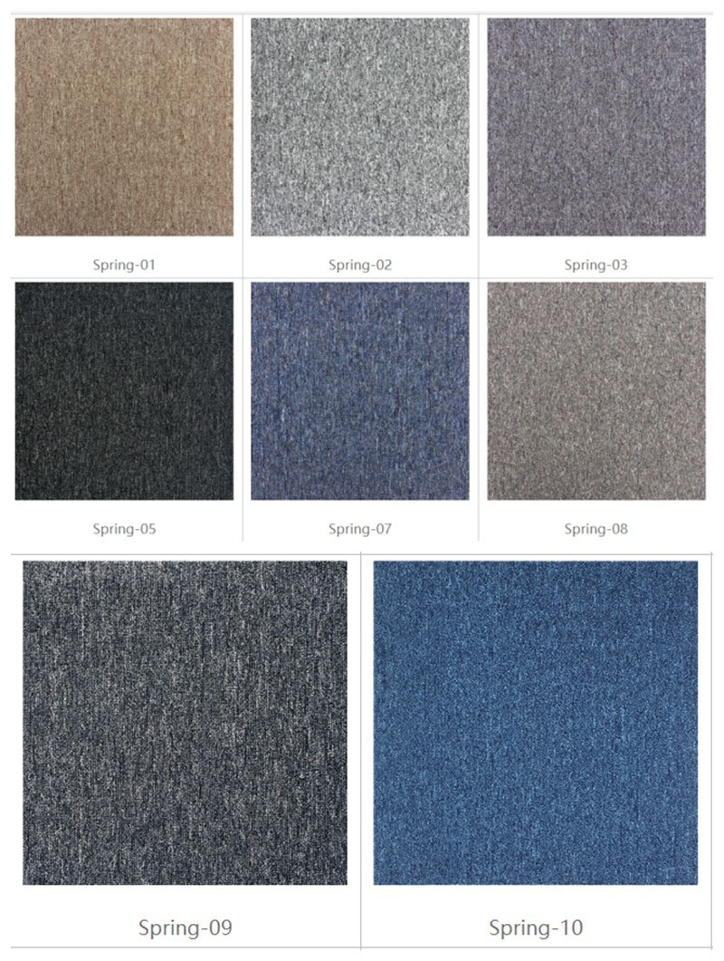 Plain Color Carpet Tiles 50X50cm Office Carpet Commercial Carpet PP Surface PVC Backing Hotel Home Carpet