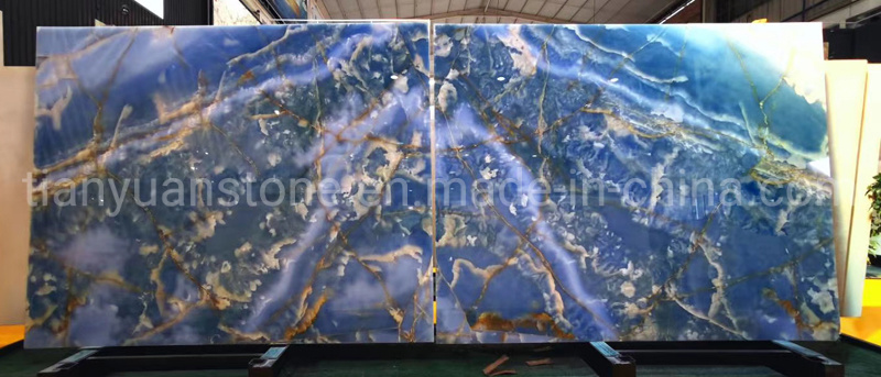 Natural Blue Onyx Marble Slab for Wall Tiles, Flooring Tiles, Stairs
