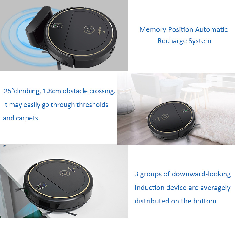 Robot Vacuum Cleaner and Carpet Floor Cleaner Mop Wet and Dry with APP Gyroscope Navigation Function