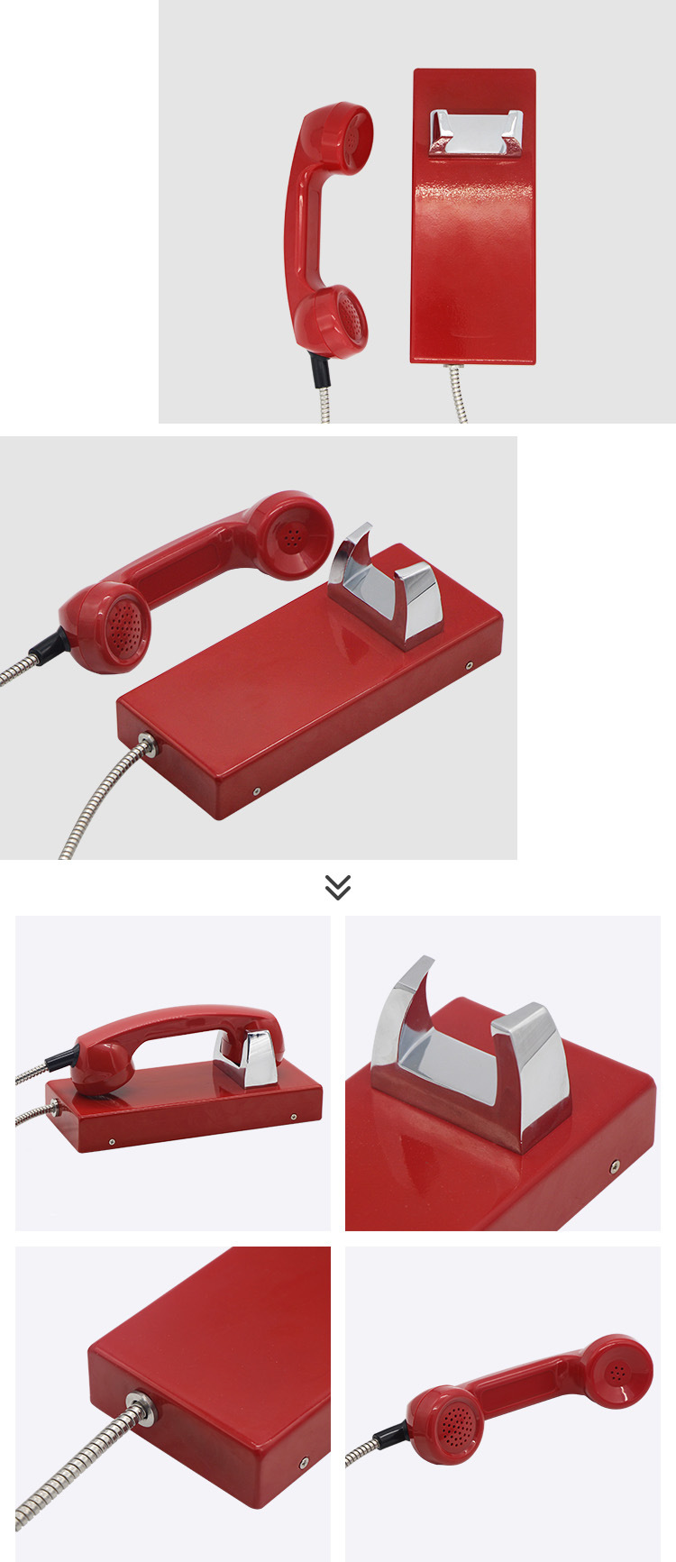 Rolled Steel Material Red Hotline Emergency Telephone for Public Places