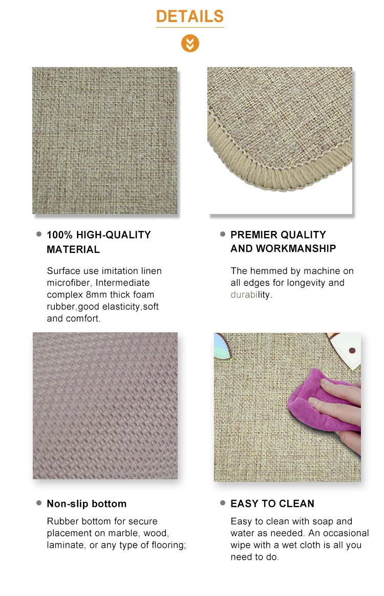 1 Set Linen Kitchen Mat Home Entrance Hallway Doormat Anti Slip Bathroom Carpet