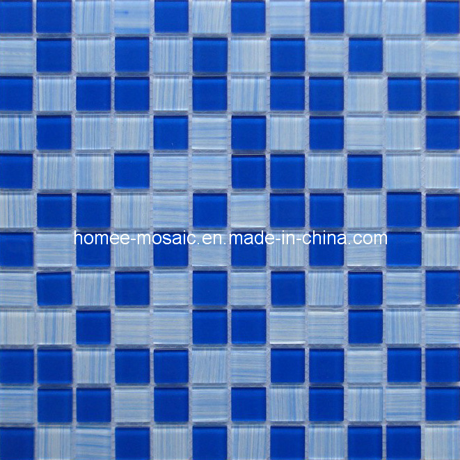 Hand Drawing Blue Glass Mosaic Kitchen Tiles Fashion Bathroom Tiles