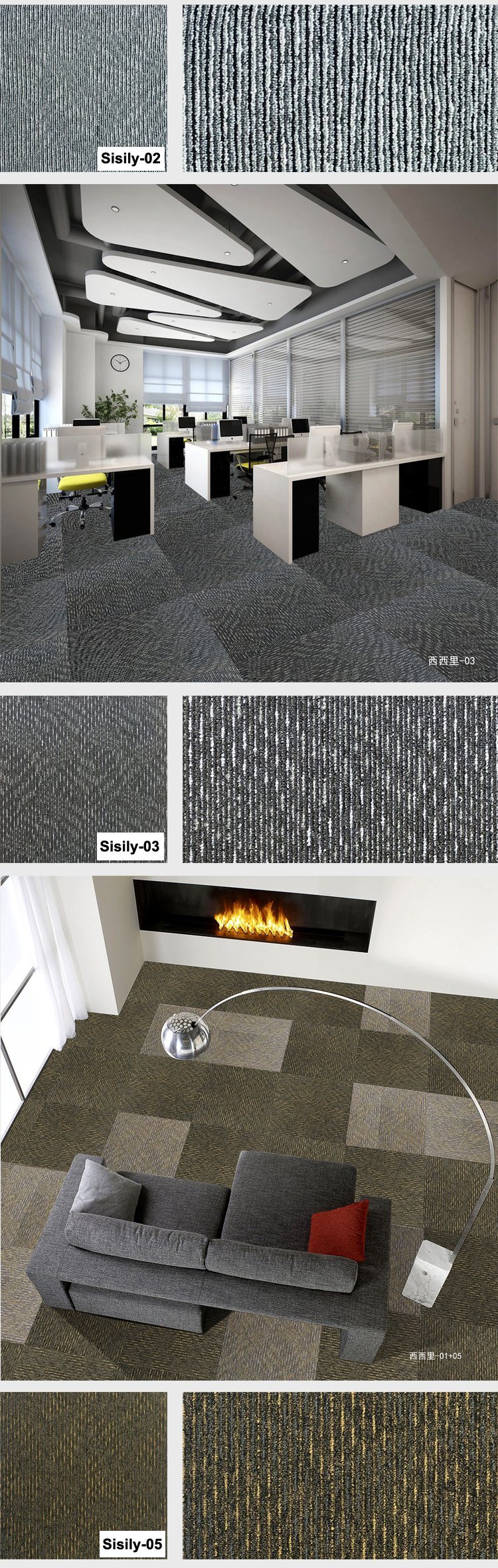 Thick Carpet Hot Sale Elegance Carpet Tile PP PVC Nylon 66 Office Carpet Tile for Commercial Office