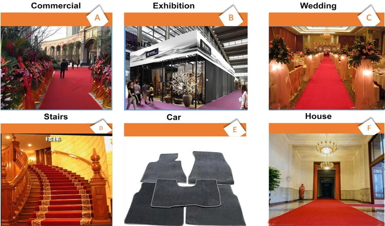 Non Woven Needle Punched Exhibition Event Expo Red Velour Jacquard Carpet Exhibition Carpets