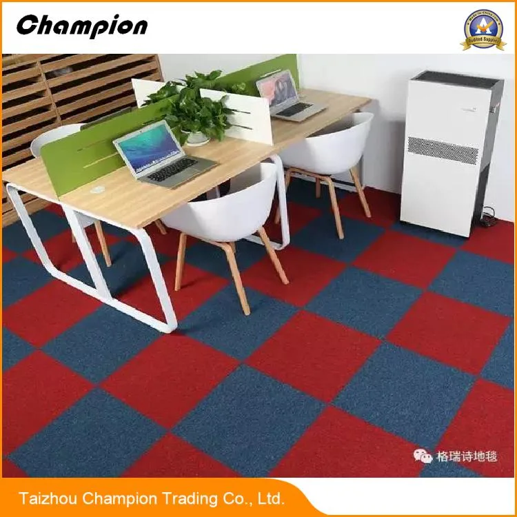 Plain Multi-Color PVC Backing Carpet Tile for Office Flooring; Commercial PP Tufted Loop Pile PVC Backing Carpet Tiles Indoor Office Home Carpet
