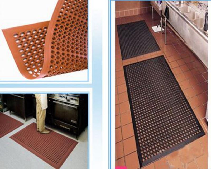 Drainage Rubber Mat Anti-Slip Restaurant Kitchen Mats Anti-Fatigue Mat