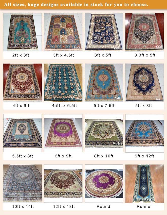 Red Handamde Turkish Silk Carpet Kashmir Persian Design Wall Hanging Tapestry