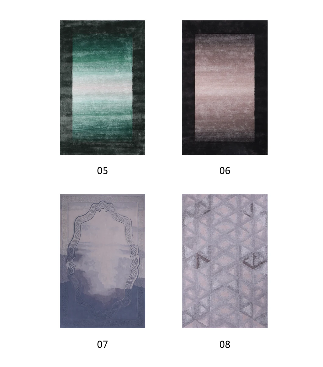 Banboo Silk Area Carpets and Rugs Handmade Grey Color Floor Carpet Rug Luxury