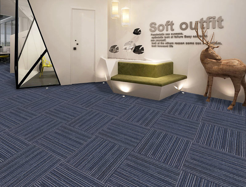 Straight Stripe Tufted Modular Carpet Tiles 50X50cm Commercial Carpet Office Carpet Hotel Carpet PP Surface Bitumen Backing for Cinema Using