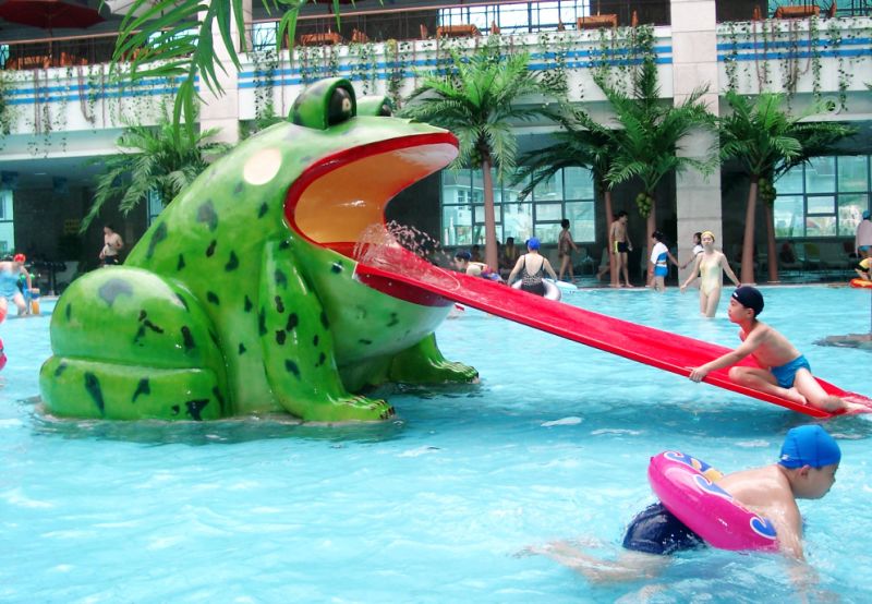 Children Outdoor Playground Frog Fiberglass Slide /Water Park (LZ-052)