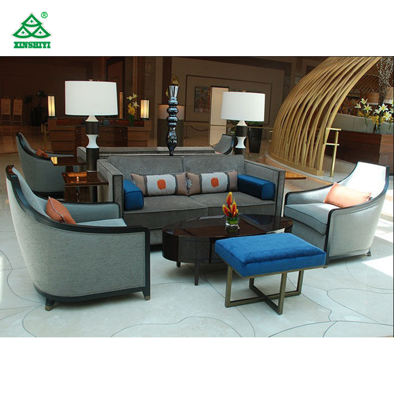 Contemporary Modern Hotel Lobby Sofa, Lobby Seating Furniture Solid Wood