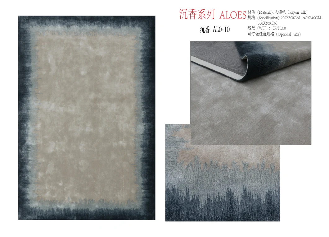 Banboo Silk Area Carpets and Rugs Handmade Grey Color Floor Carpet Rug Luxury