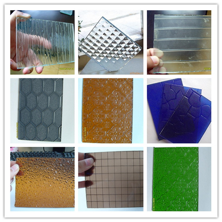 3-8mm Green Bronze Blue Patterned Glass for Furniture Window or Door