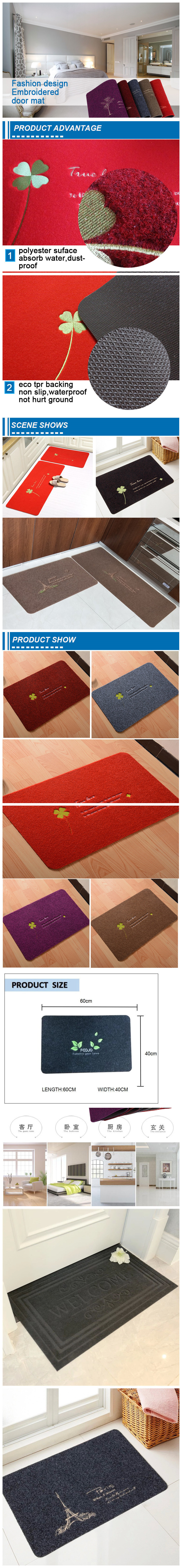 Anti-Skid Highly Absorbent Custom Embroidery Pattern Washable Kitchen Mat Rug Carpet