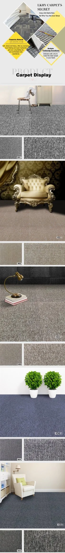 China Commercial Carpet Tile Manufacturer PP Heavy Traffic Carpet Tile with Non-Woven Backing for Commercial Office