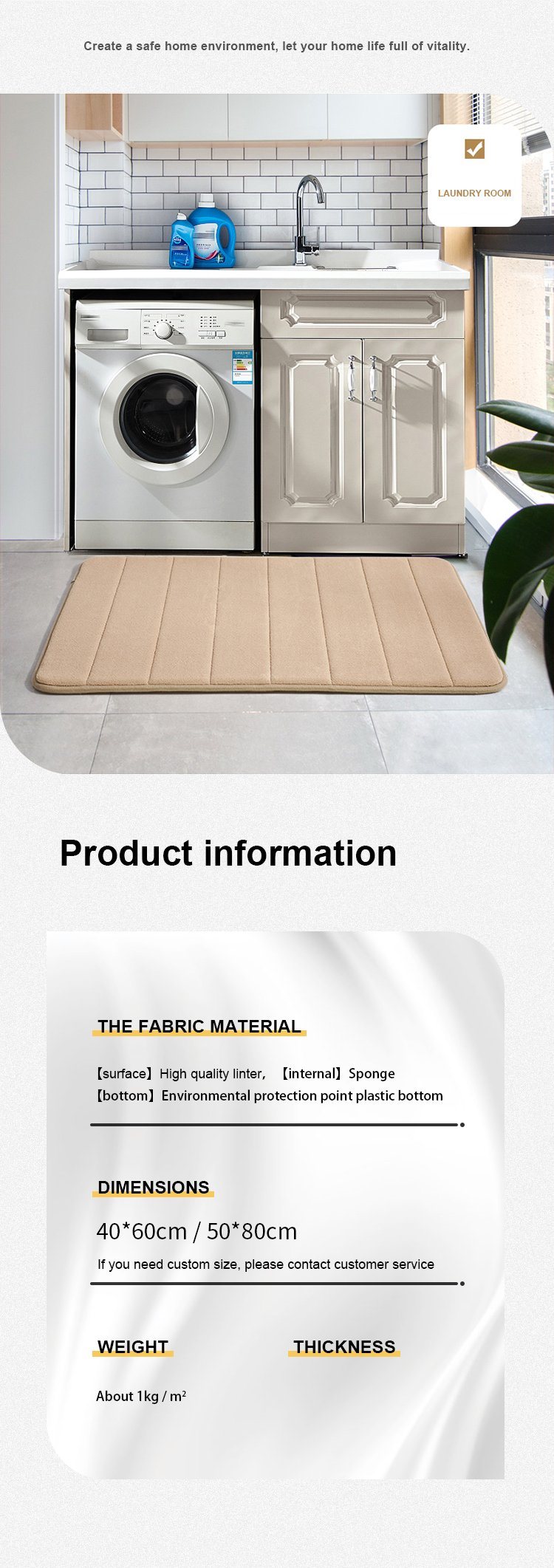 Multi Color Memory Foam Carpet Door Mat