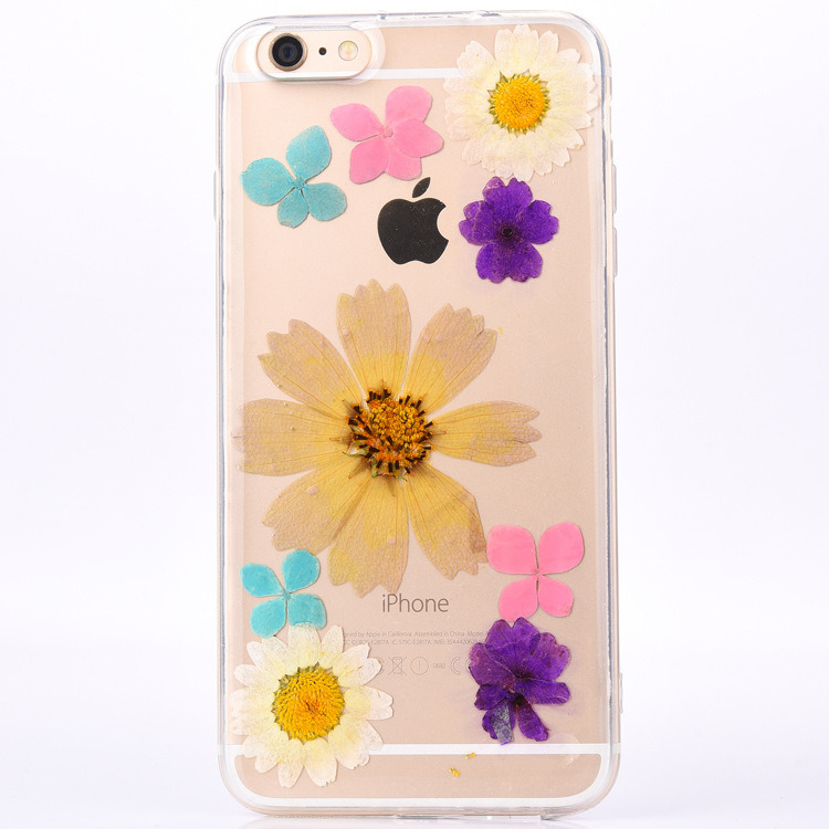 Handmade Real Dried Pressed Flower Crystal Clear TPU Phone Case