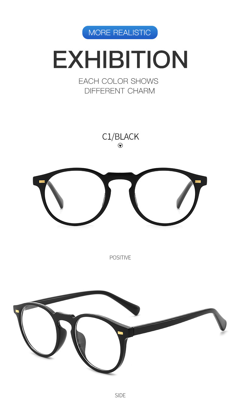Tr90 Fashion Round Frame Blue Blocker Anti-Blue Ray Glasses