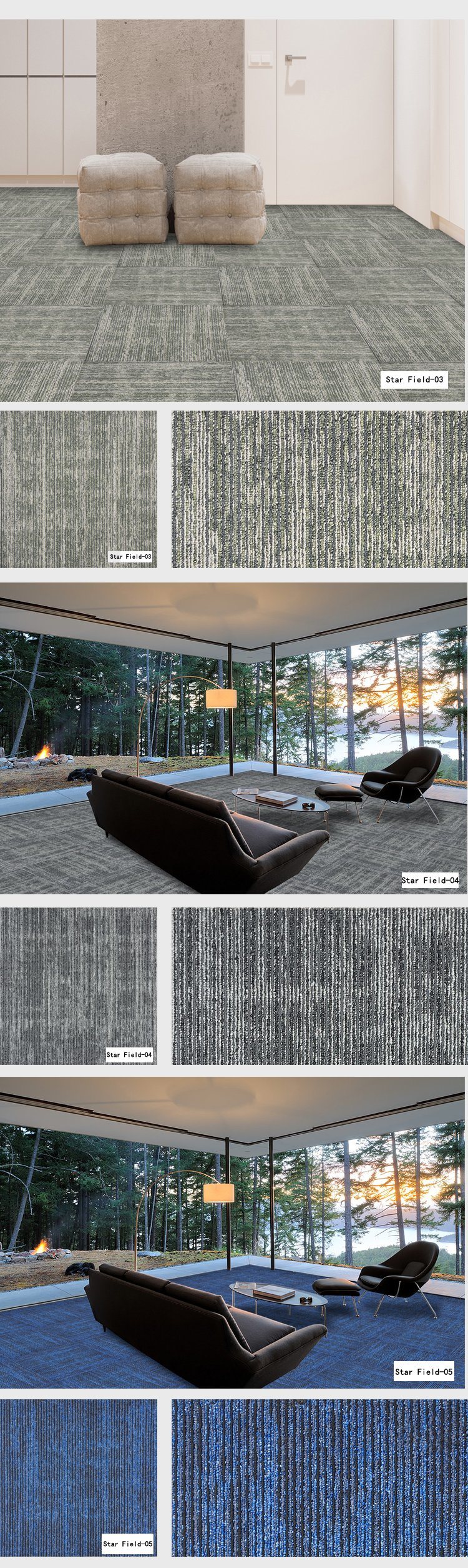 China Top 10 Loop Pile Carpet Brands PP Heavy Traffic Carpet Tile for Commercial Office