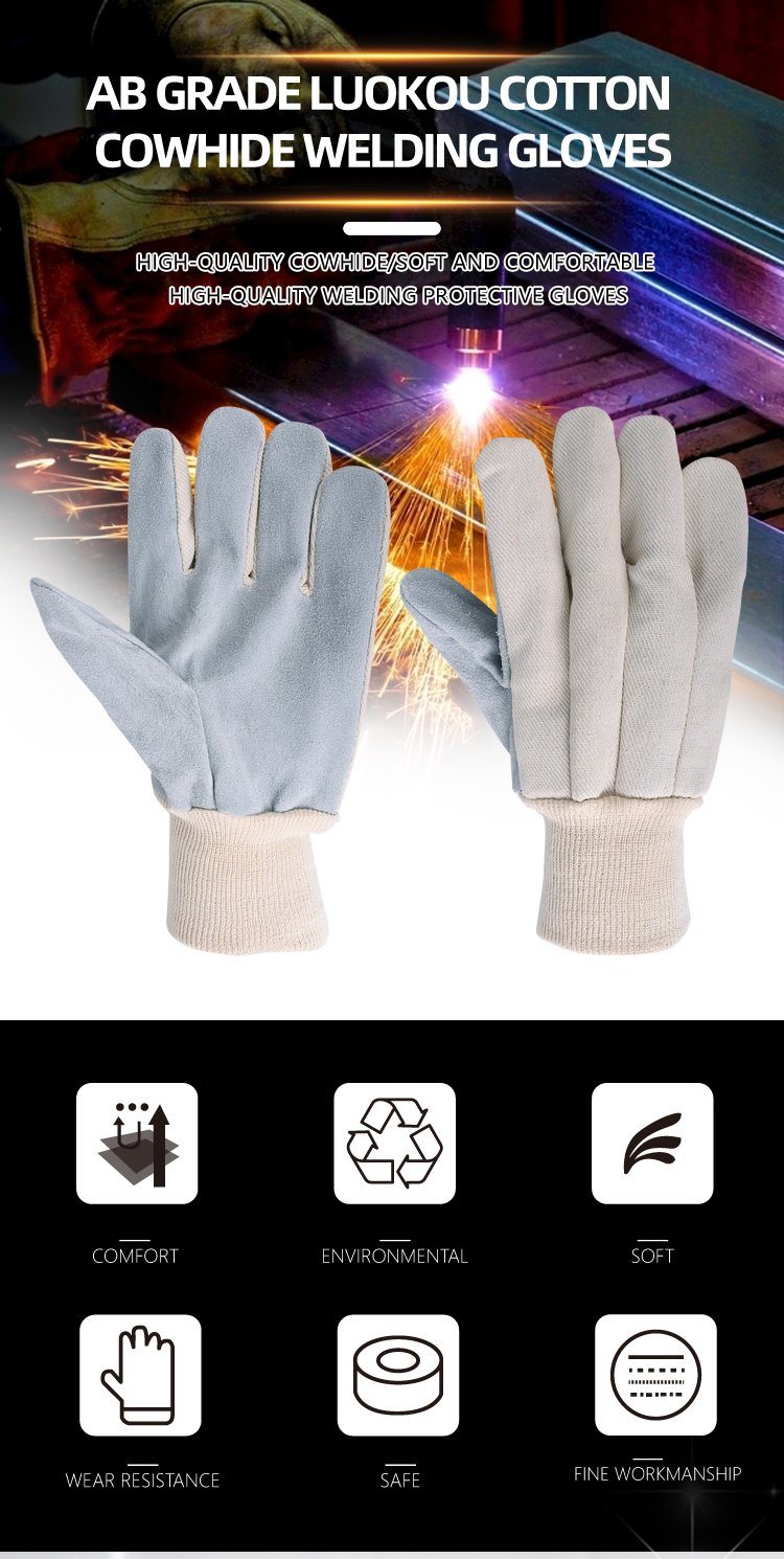Luokou Pure Cotton Cowhide Working Welding Gloves