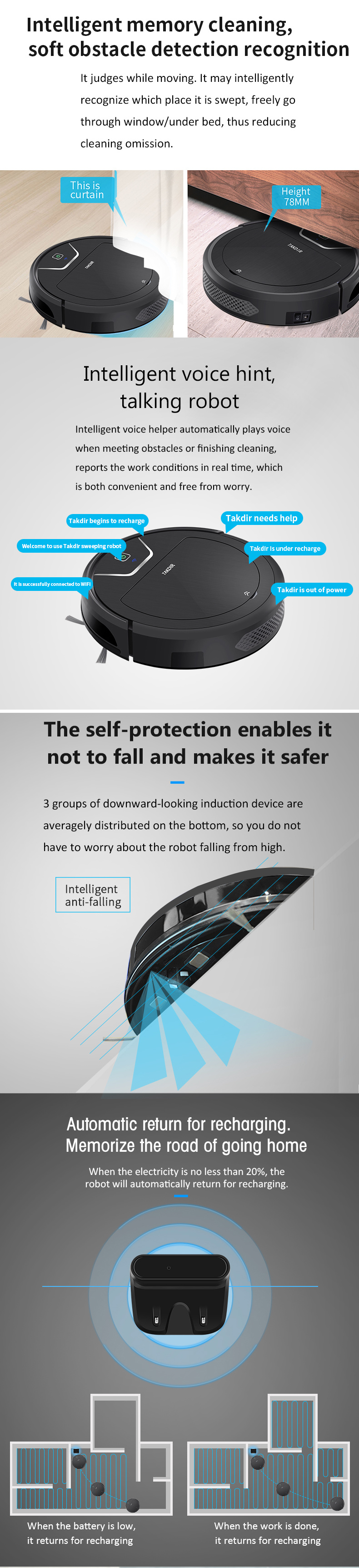 Robot Vacuum Cleaner Automatic Smart Mapping Robotic for Floors & Carpets