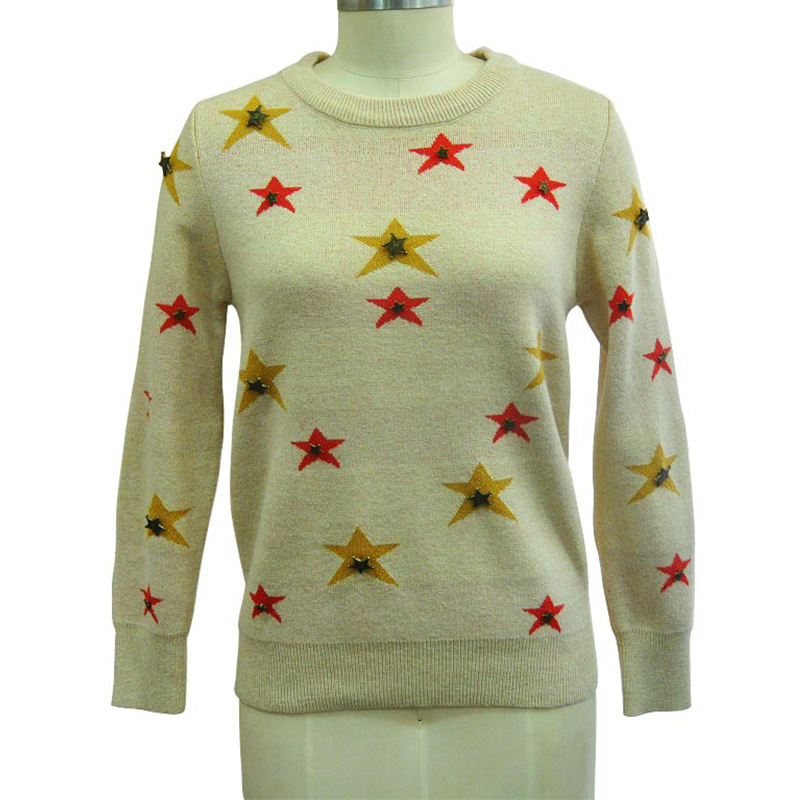 Women Round Neck Pullover Patterned Knitwear