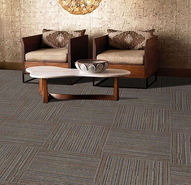 Straight Stripe Tufted Modular Carpet Tiles 50X50cm Commercial Carpet Office Carpet Hotel Carpet PP Surface Bitumen Backing Floor Carpet for Bedroom