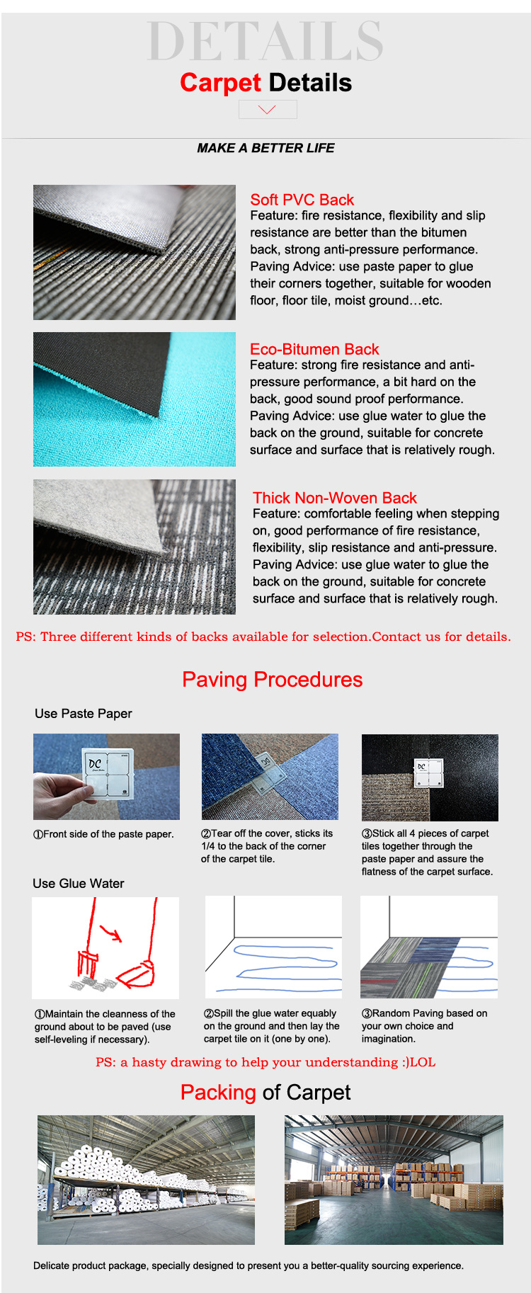 Movable Modular Carpet Tiles 50X50cm Soundproof Commercial Carpet Office Carpet Home Hotel Carpet Tiles PP Surface Bitumen Backing Floor Carpet