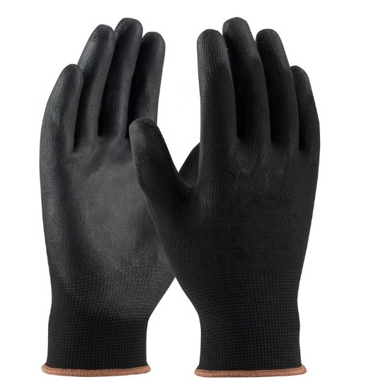 13G Black Nylon/Polyester Liner with Black PU Palm Fit Coated Gloves