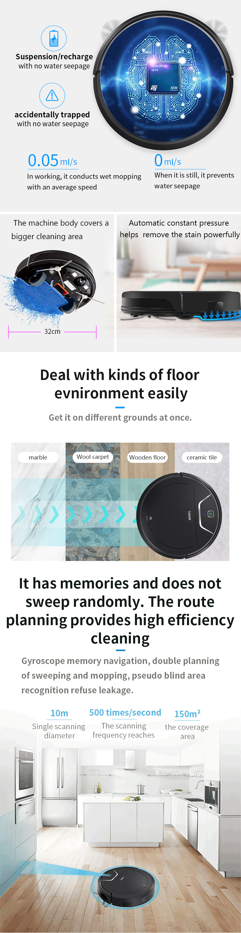 Robot Vacuum Cleaner Automatic Smart Mapping Robotic for Floors & Carpets
