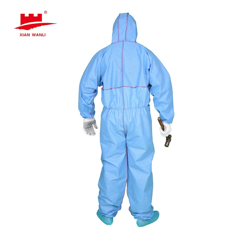 Heavy Duty Chemical Splash Protection Reinforced Seam Taped Disposable Reinforced Seam Taped Anti-Virus Type5/6 Coverall
