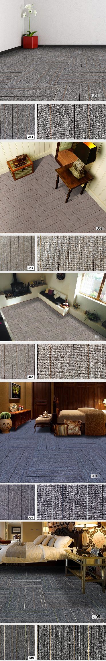 River (J&H) - 1/10 Gauge Polypropylene Bcf Flat Loop Jacquard Carpet Tile with Bitumen Backing