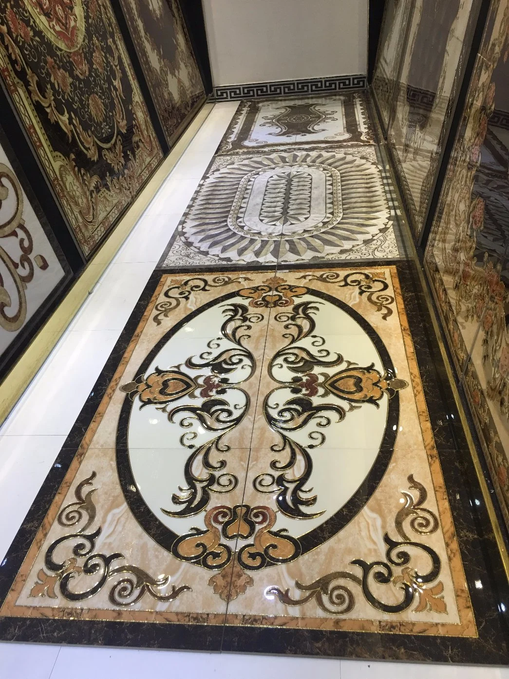 1800*1200mm Living Room Muslim Style Golden Decorative Carpet Tile