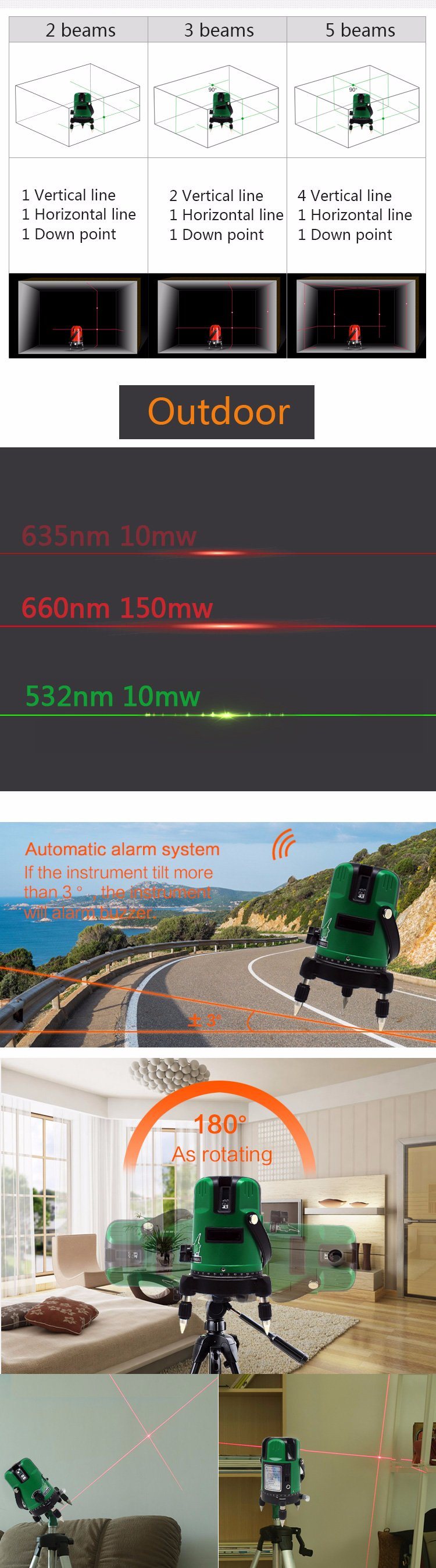 Professional Multi 5 Green Line 360 Green Laser Level
