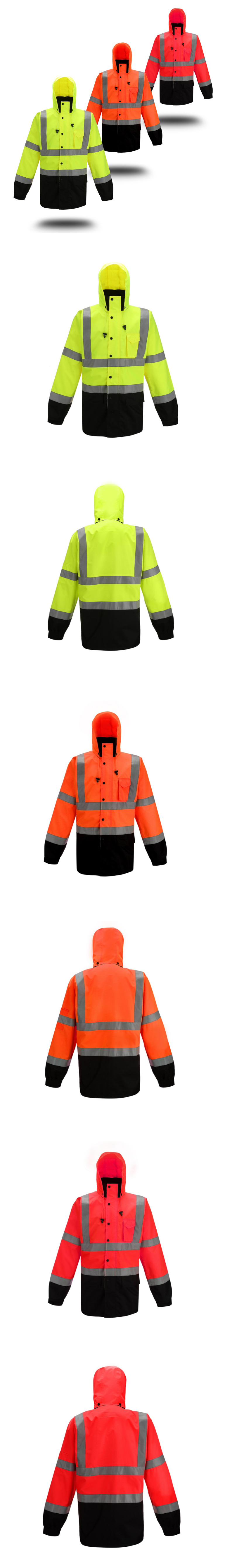 2020 Roadway Workers Hi-Vis Waterproof Reflective Safety Raincoat Reflective Raincoat